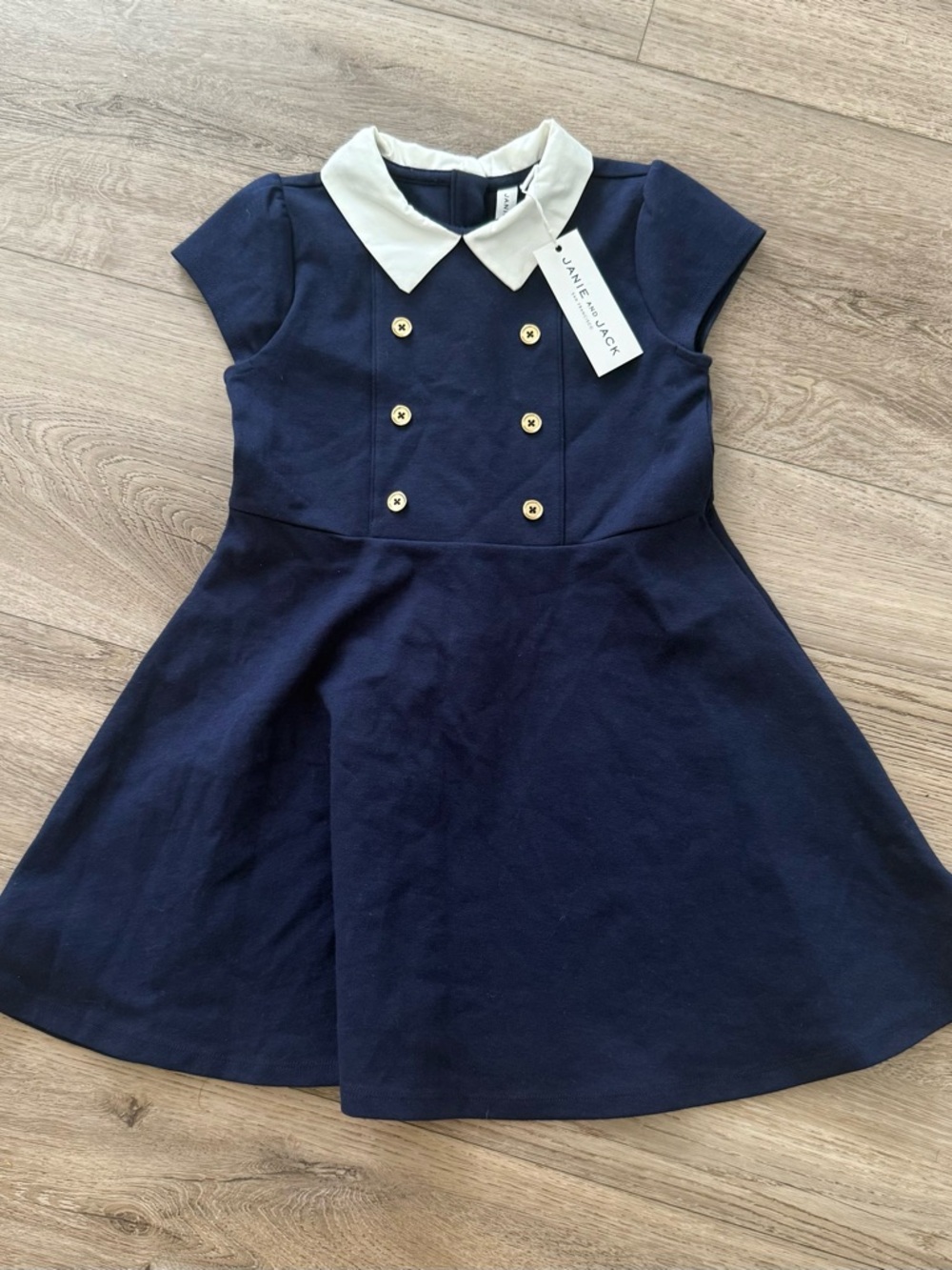 NWT Janie and Jack Navy Dress with White Peter Pan Collar